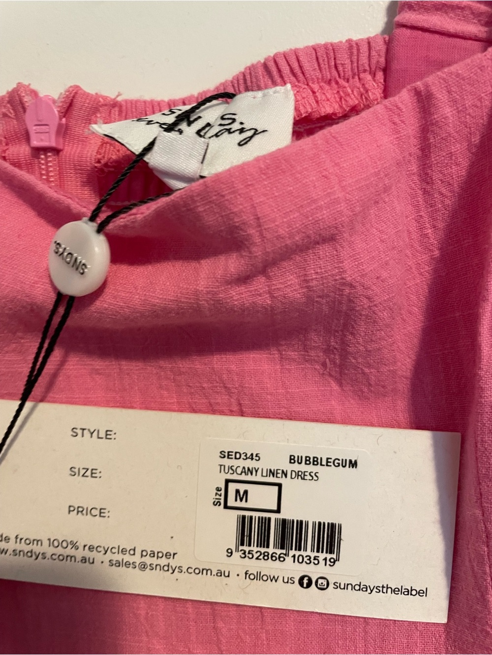 NWT SDNY Revolve Tuscany Linen Square-Neck Mini Dress with Puff Sleeves in Pink - Picture 5 of 6